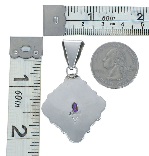 Native American Navajo Opal And Amethyst Sterling Silver Pendant X10310